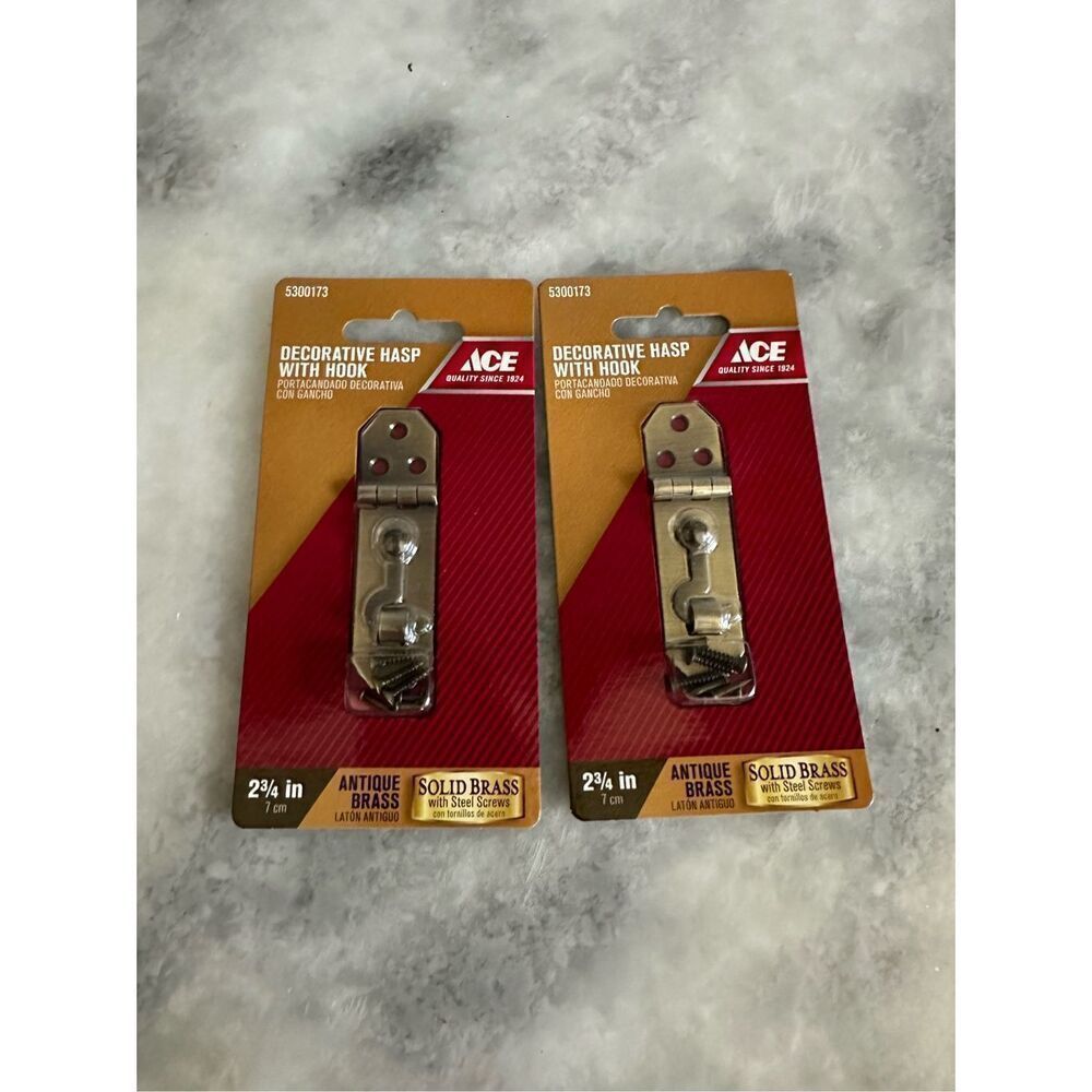 Ace 5300173 , 2-3/4" Decorative Hasp, Antique Brass, Lot of 2